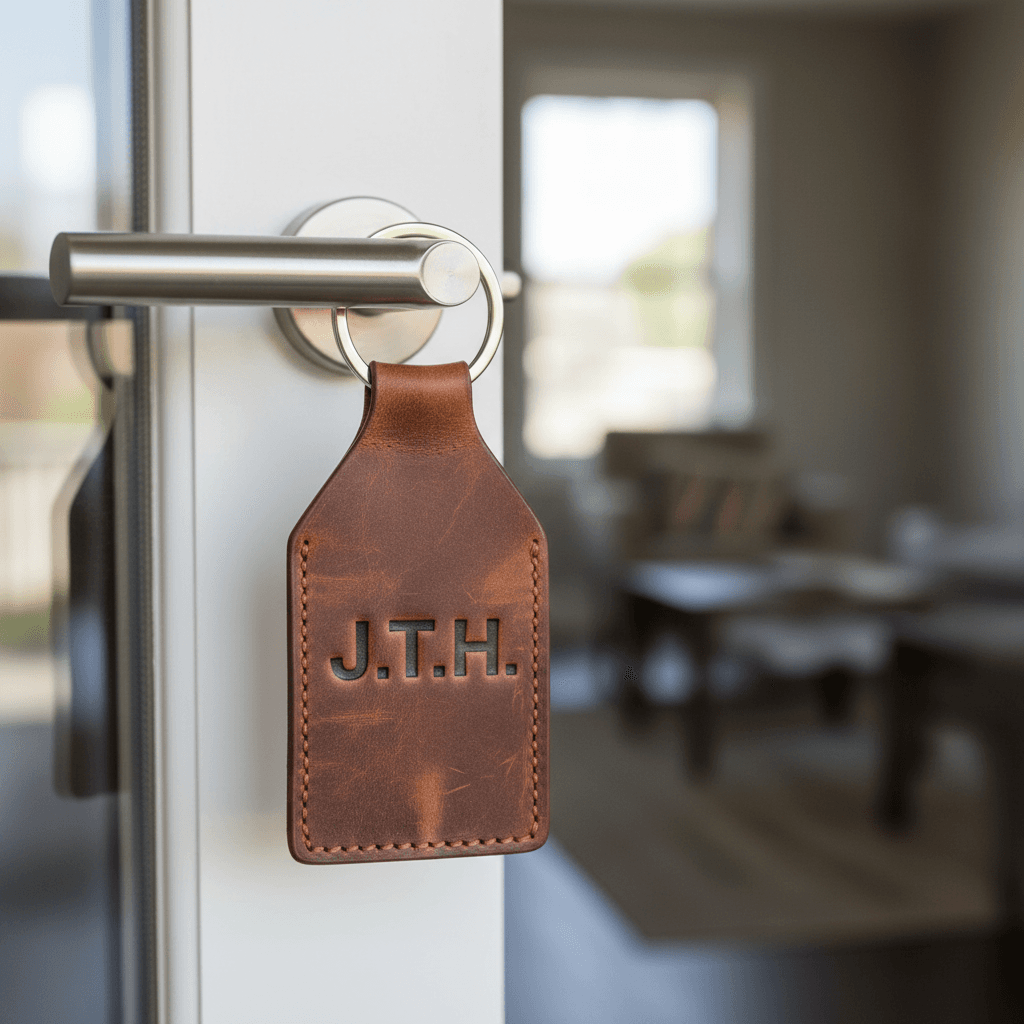 Customized leather keychain with initials