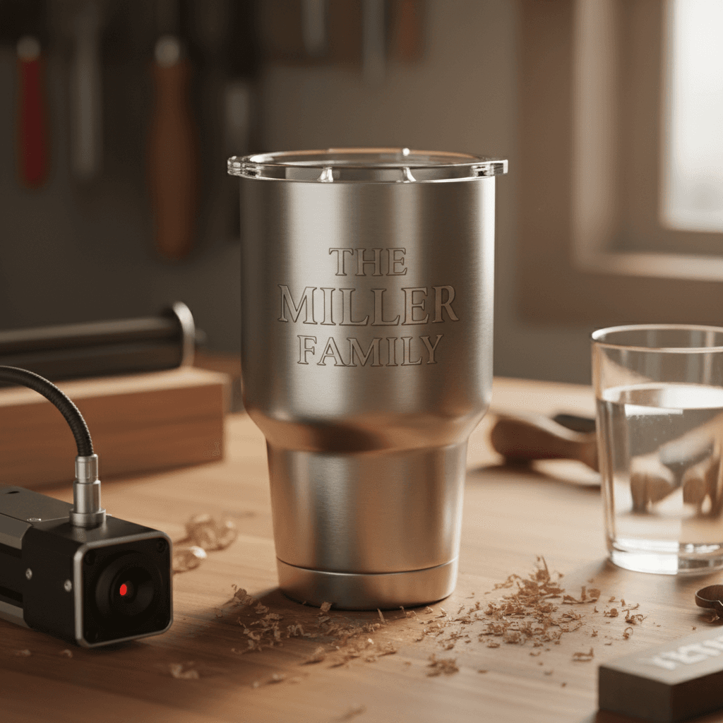 Personalized YETI tumbler with family name engraved